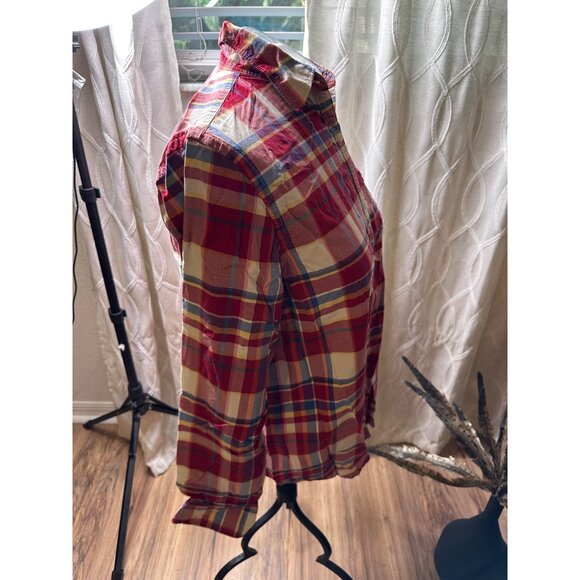 VTG Lauren Ralph Lauren Womens M Plaid Silk Button-Down Shirt  LOGO School girl - Picture 7 of 10